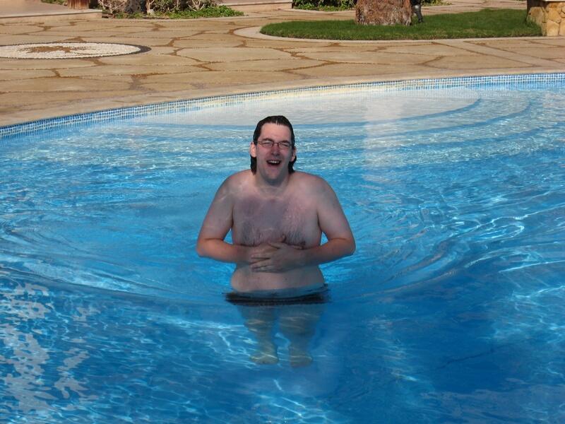 The hotel pool was a lot colder than the sea!