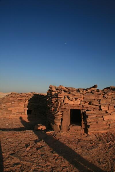 Ancient Bedouin circular stone huts