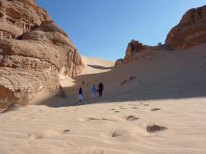 Climbing a sand dune in the Sinai Desert